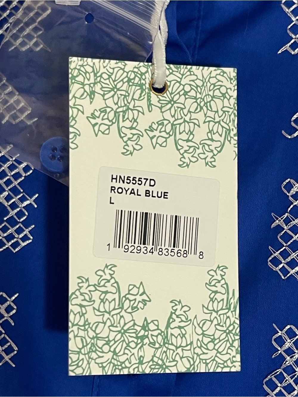 Hyacinth House Royal Blue with White Embroidery Lou Lou Mini Dress NWT Sz Large - Picture 11 of 16